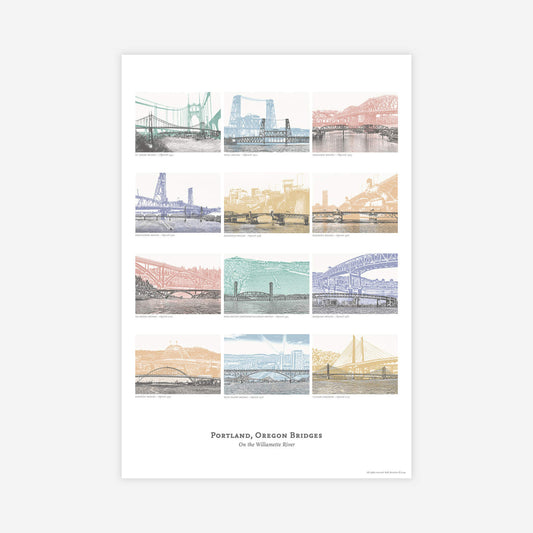 Urban Retrospectives: Portland Bridges Print