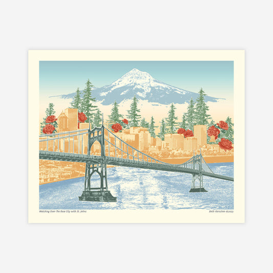 Urban Retrospectives: St. Johns Bridge (Vintage Vibe) Print