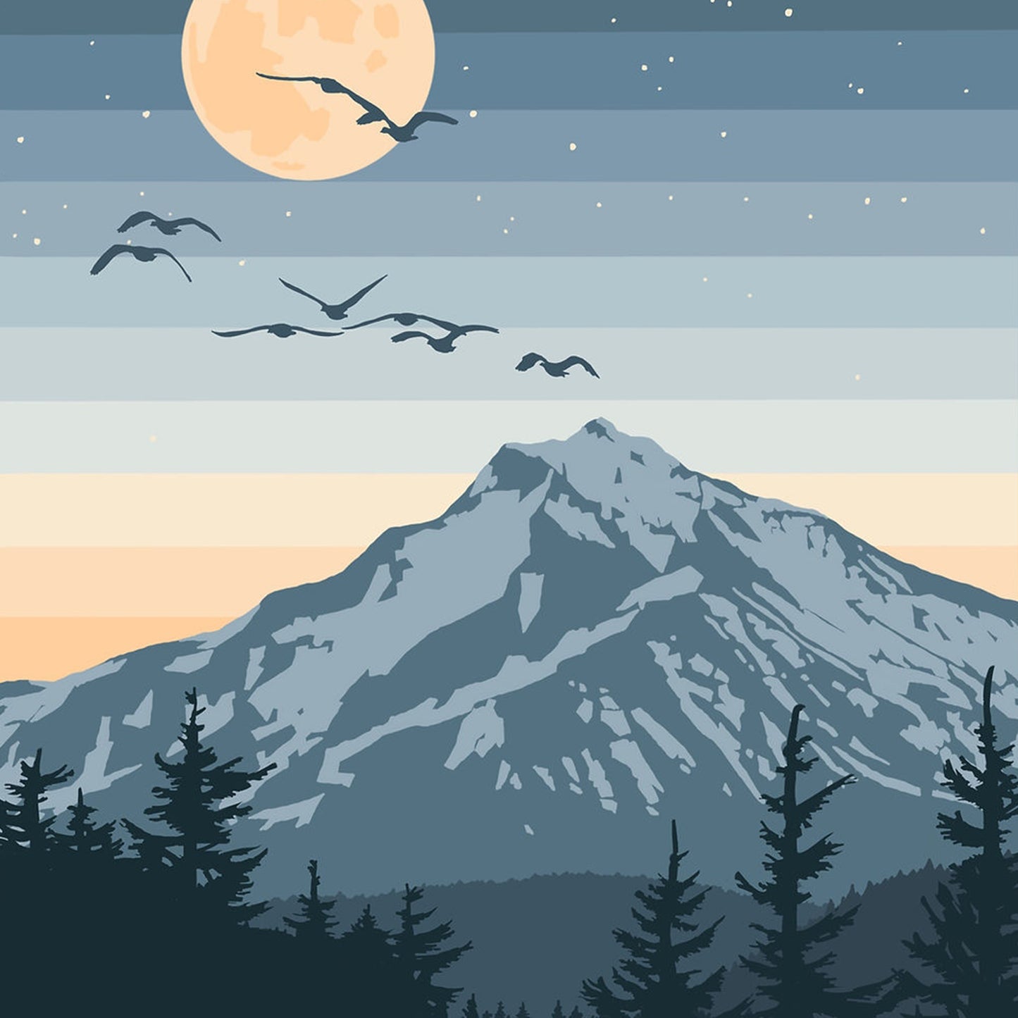 Cellar Sky Studios: Mt. Hood Moonrise Print