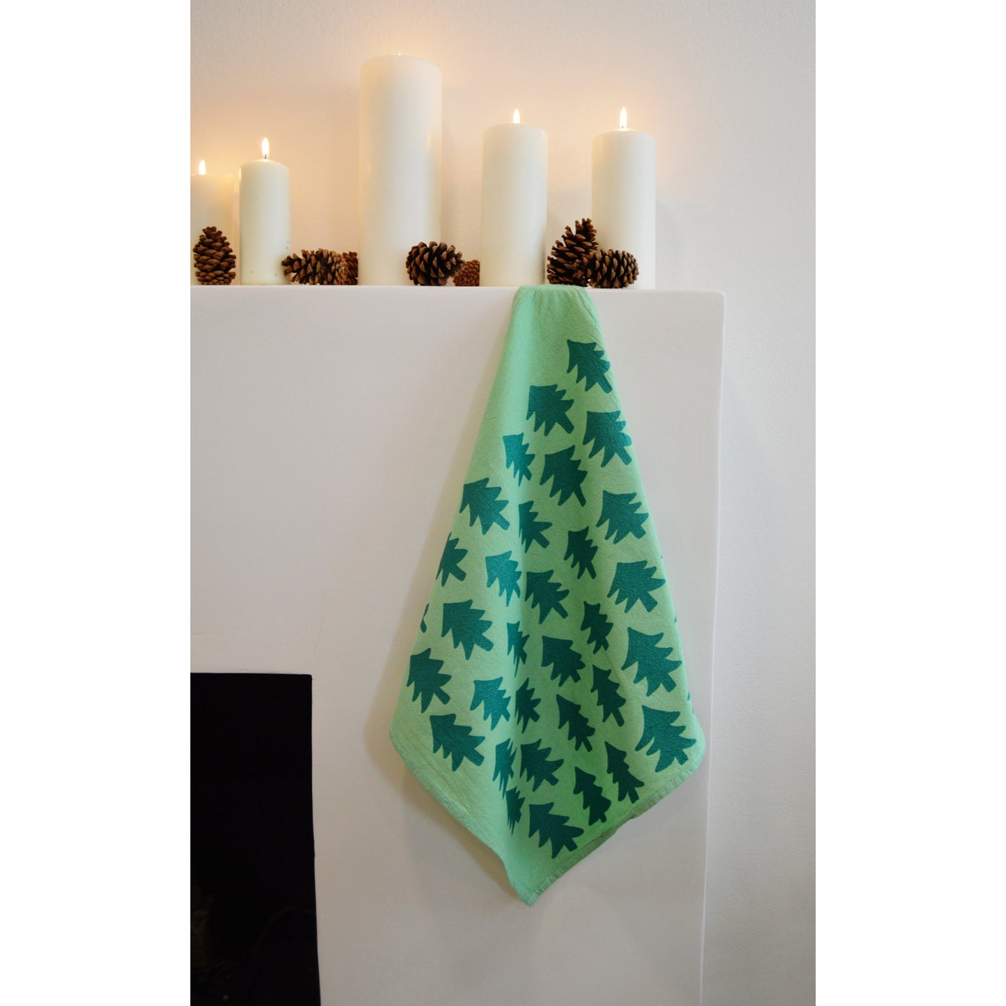 Green Glitter Trees Tea Towel