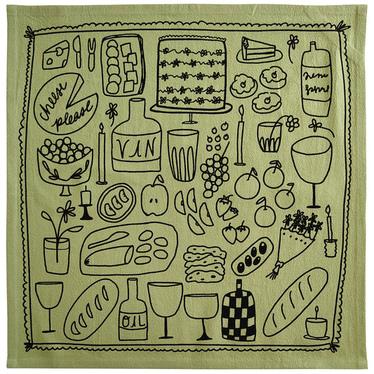 Sage Green Picnic Tea Towel