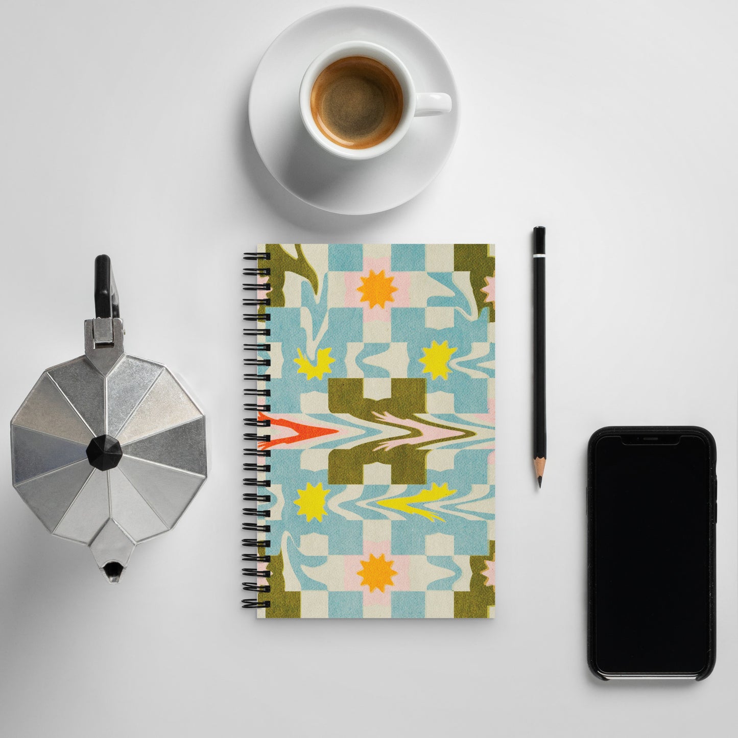 Patchwork Glitch Spiral Notebook