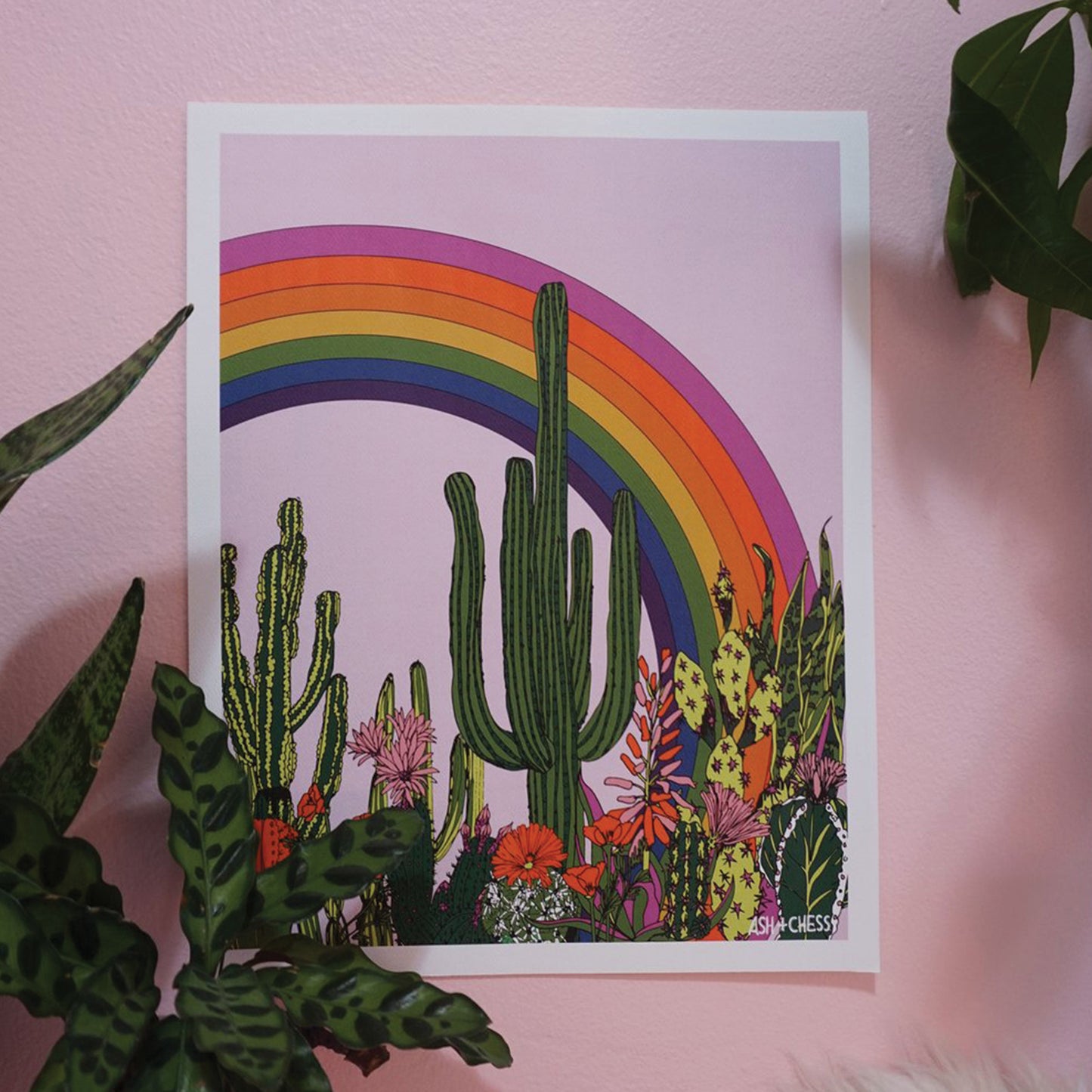 Ash + Chess: Rainbow Cactus Print