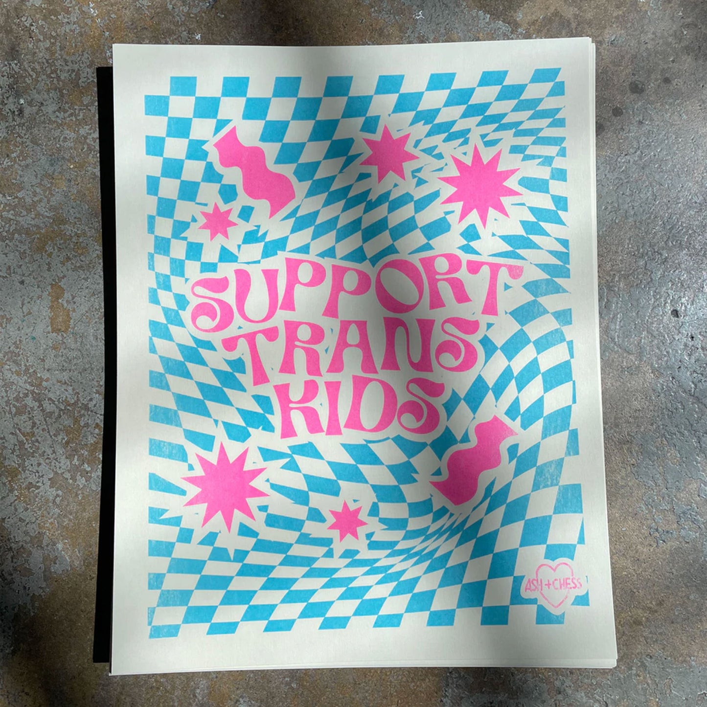 Ash + Chess: Support Trans Kids Riso Print