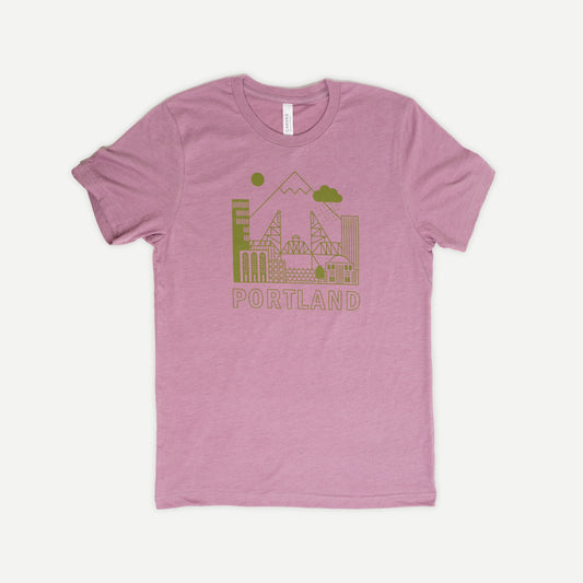 Portland Skyline Unisex Shirt (Heather Orchid)