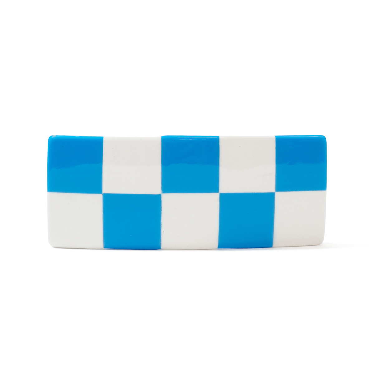 Chunks blue and white checker barrette 