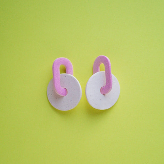 Primavera Earrings: Bubblegum + Concrete Cream
