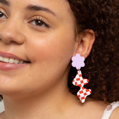 Amber Earrings: Ferrari Checker