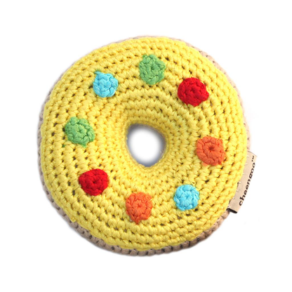 Cheengoo yellow Hand Crocheted Donut Rattle