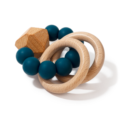Chewable Charm Peacock Hayes Silicone and Wood Teether 