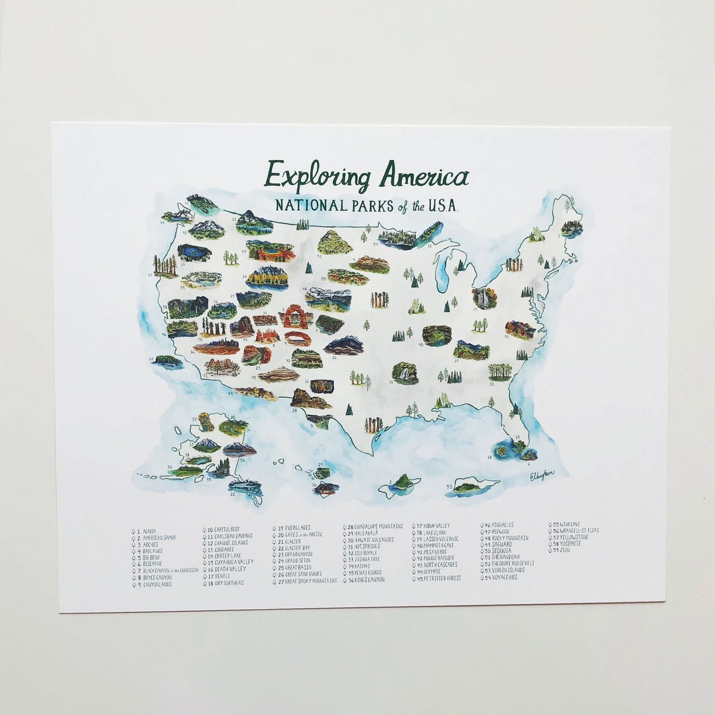 Erin Vaughan Illustration: US National Parks Print