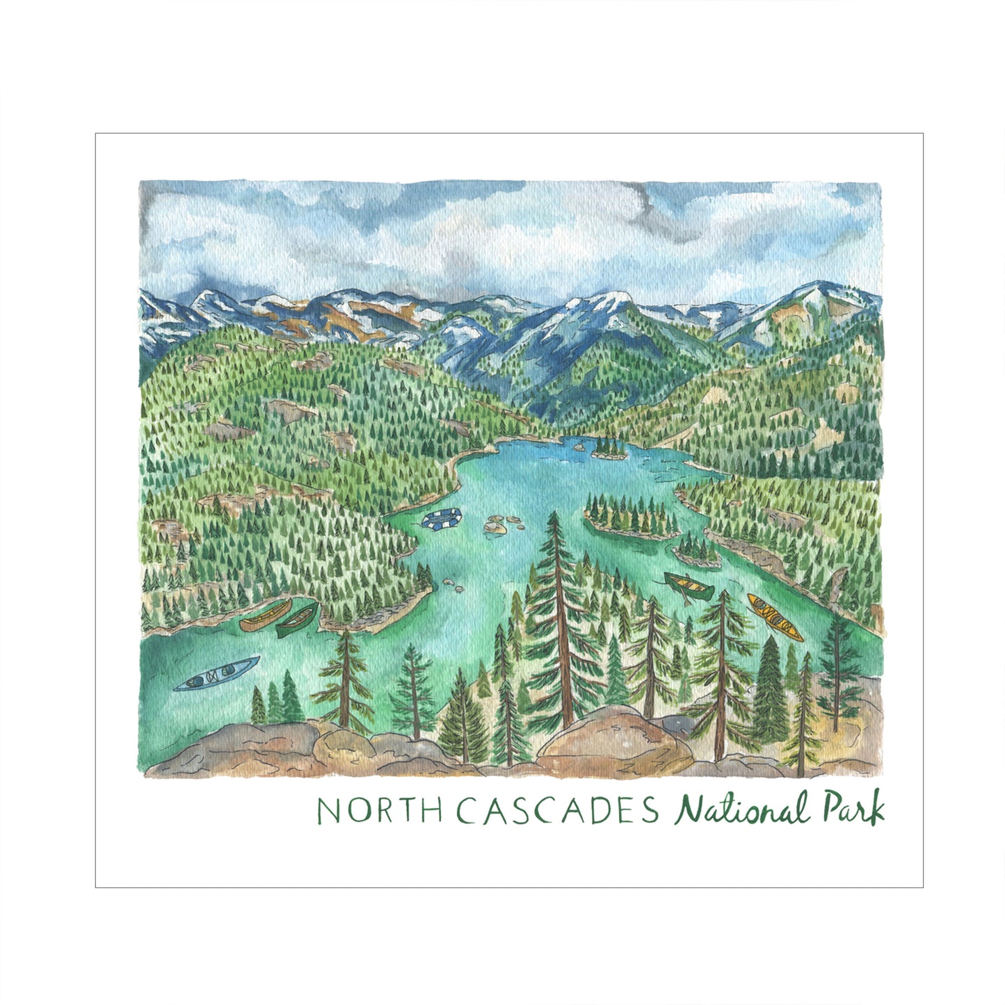 Erin Vaughan Illustration: North Cascades Print