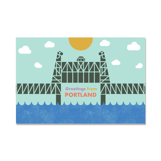 Greetings from Portland Bridge Postcard