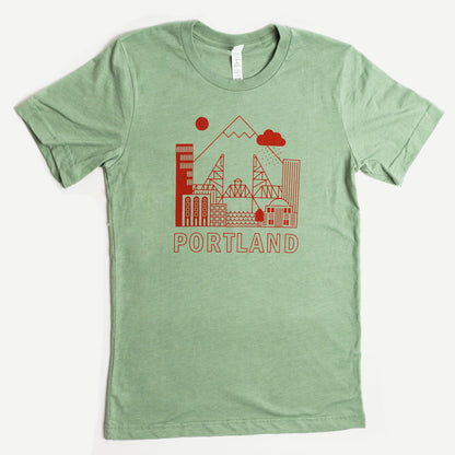 Portland Skyline Unisex Shirt (Heather Sage)
