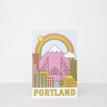 Portland Rainbow Cityscape Postcard
