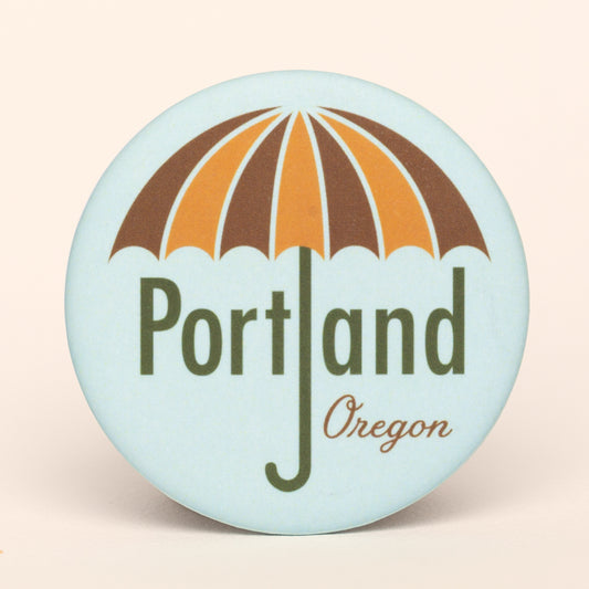 Portland Umbrella Round Magnet (Blue)