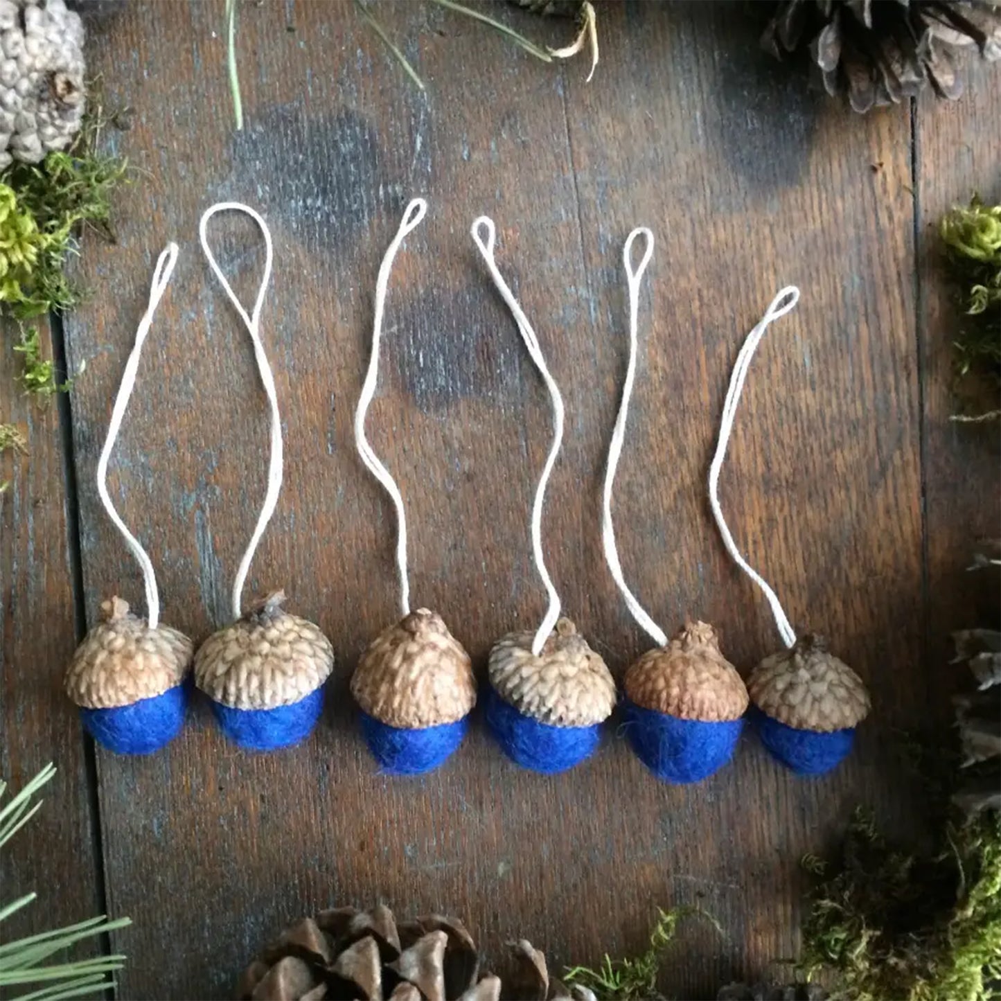 Blueberry Blue Felted Acorn Ornament