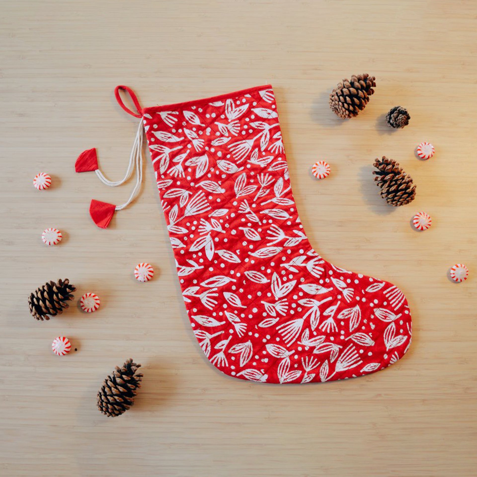 DIY stocking! $1 stocking, red and silver fabric paint!