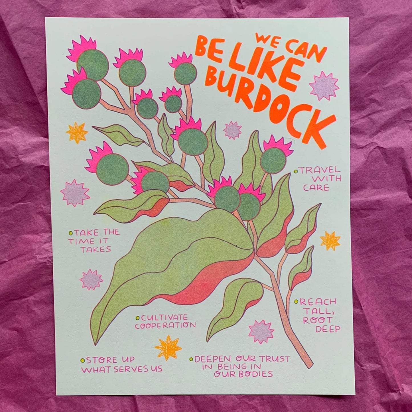 Katie Blanchard: Be Like Burdock Risograph Print
