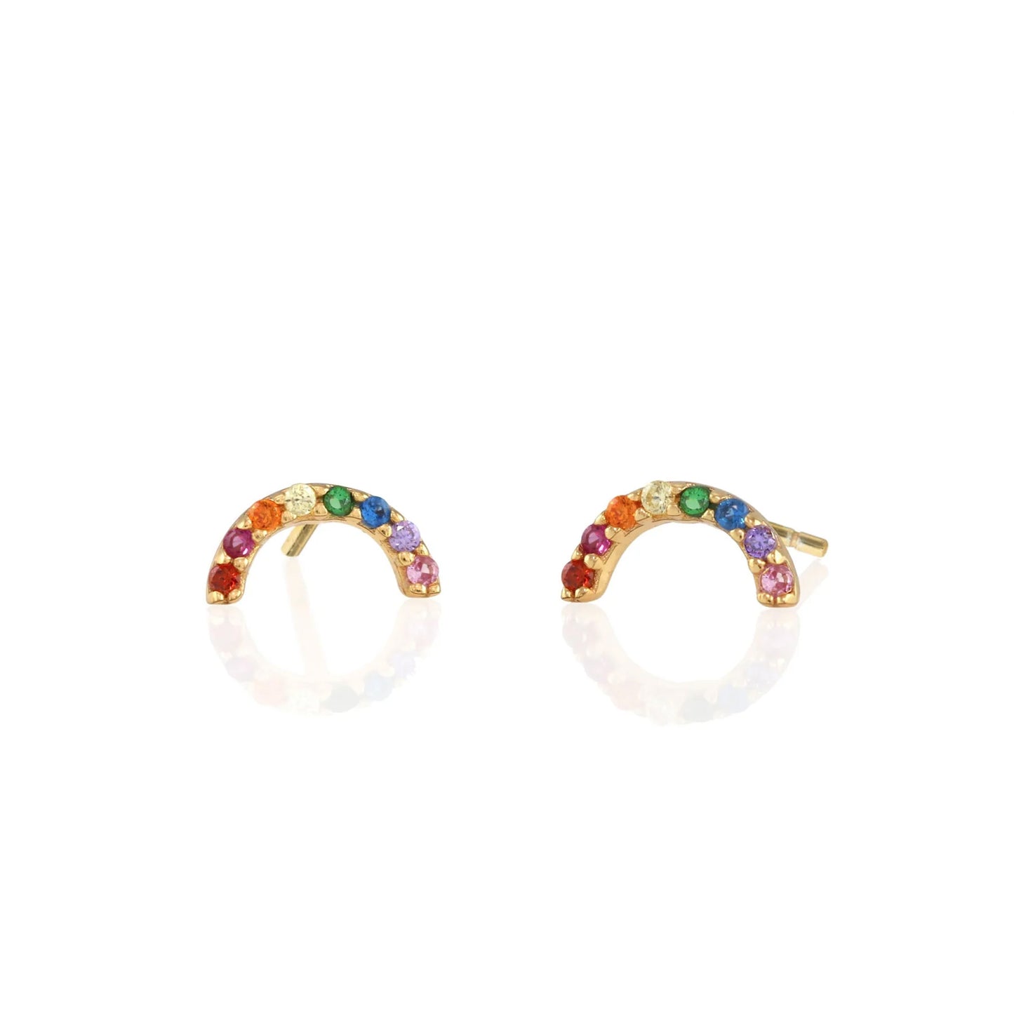 Rainbow Arc Crystal Stud Earrings