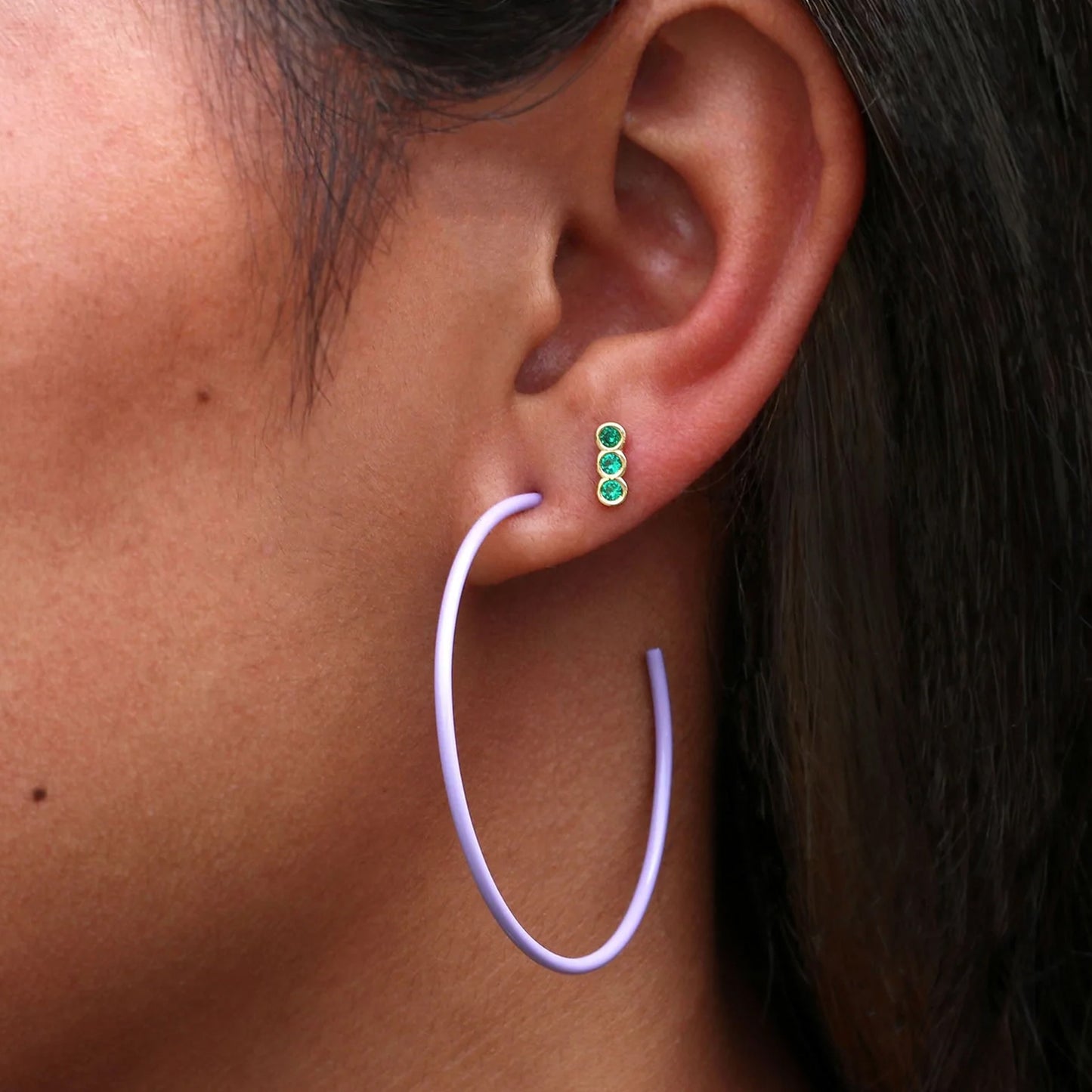 Triple Bezel Stud Earrings