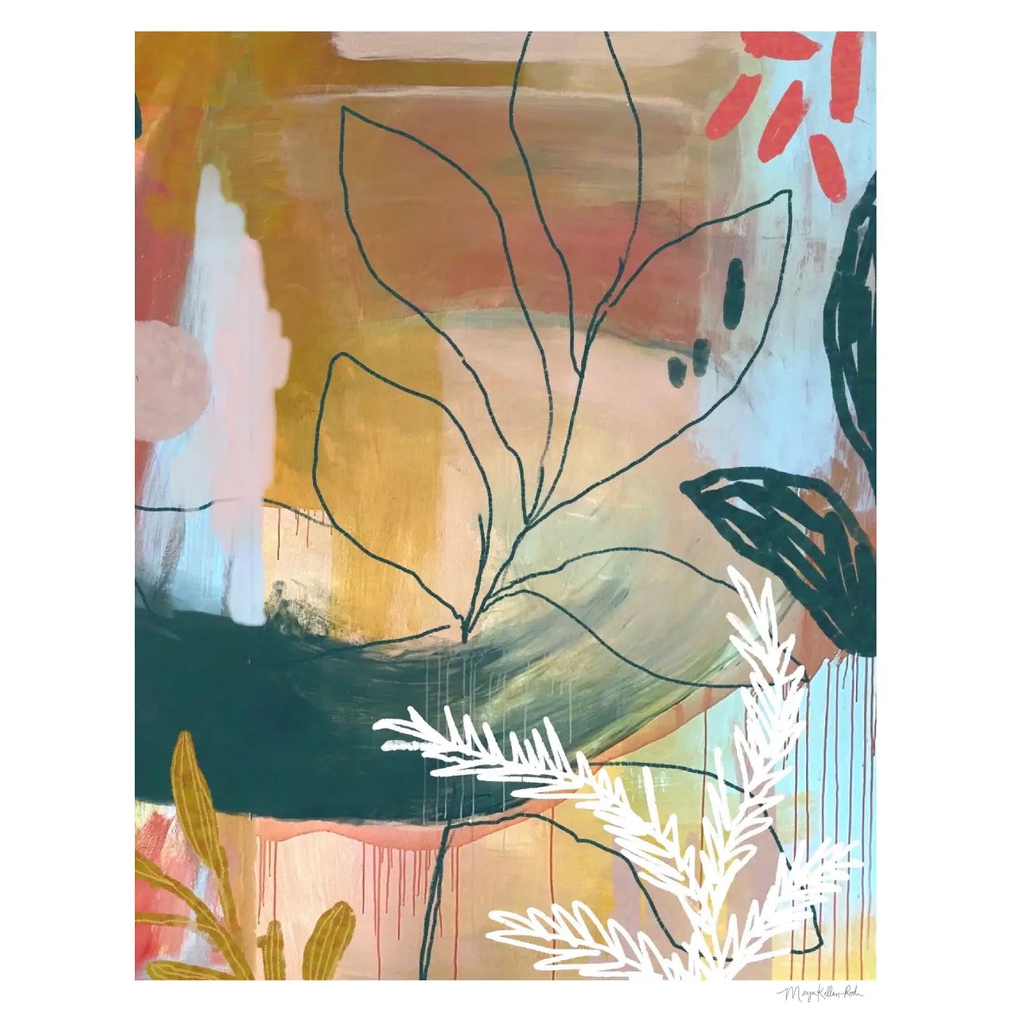 Maija Rebecca Hand Drawn: Abstract Foliage Big Leaf Print
