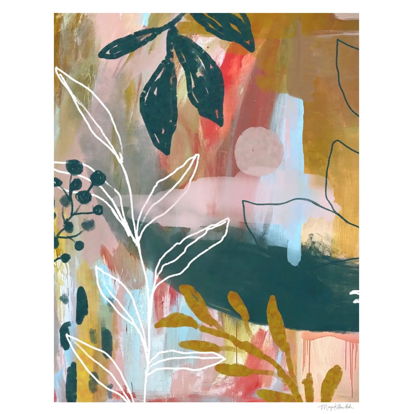 Maija Rebecca Hand Drawn: Abstract Foliage Circle Print