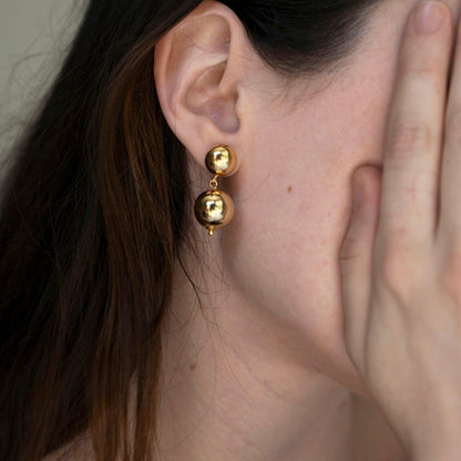 Gold Orb Drop Earrings