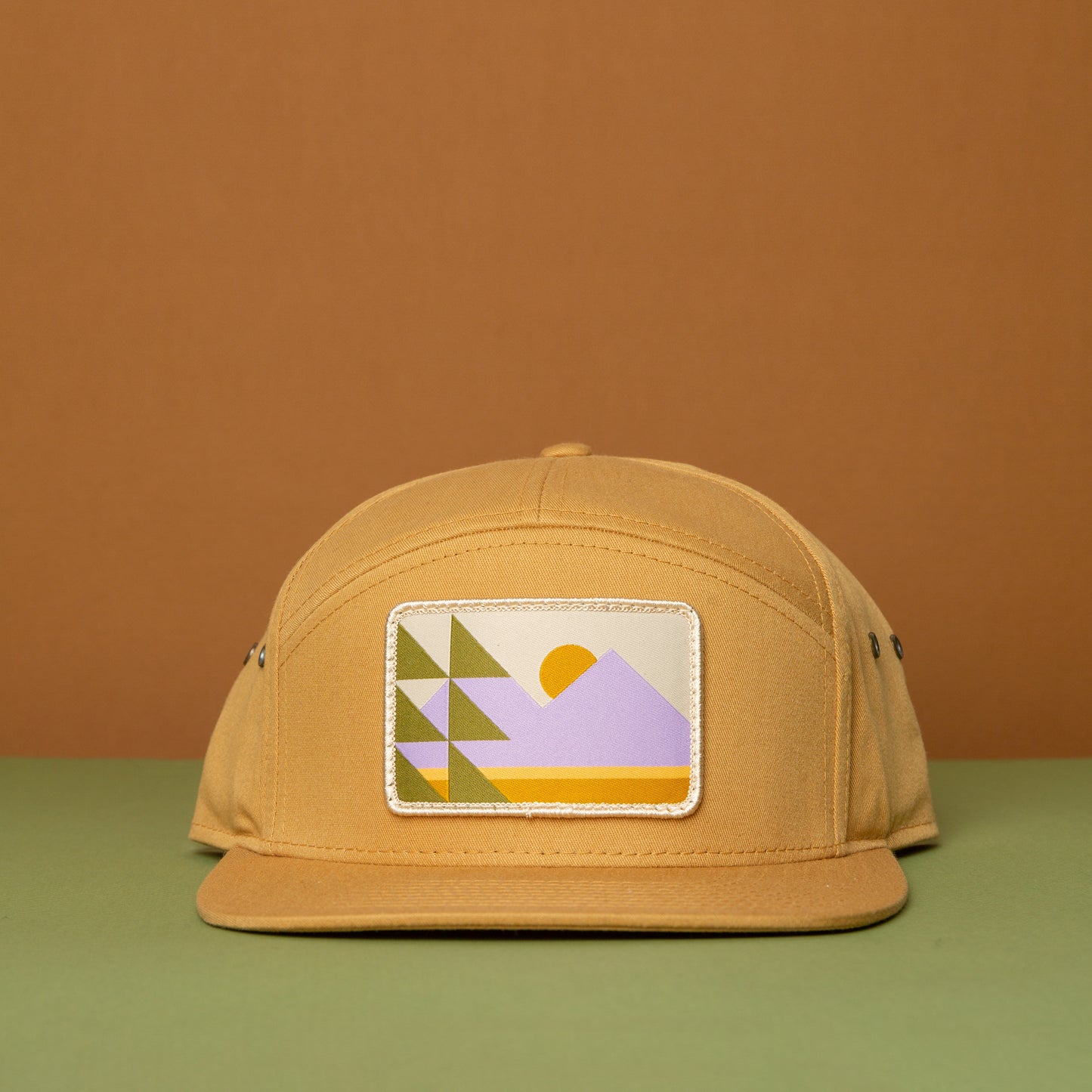 Geometric Landscape 7 Panel Hat (Biscuit)