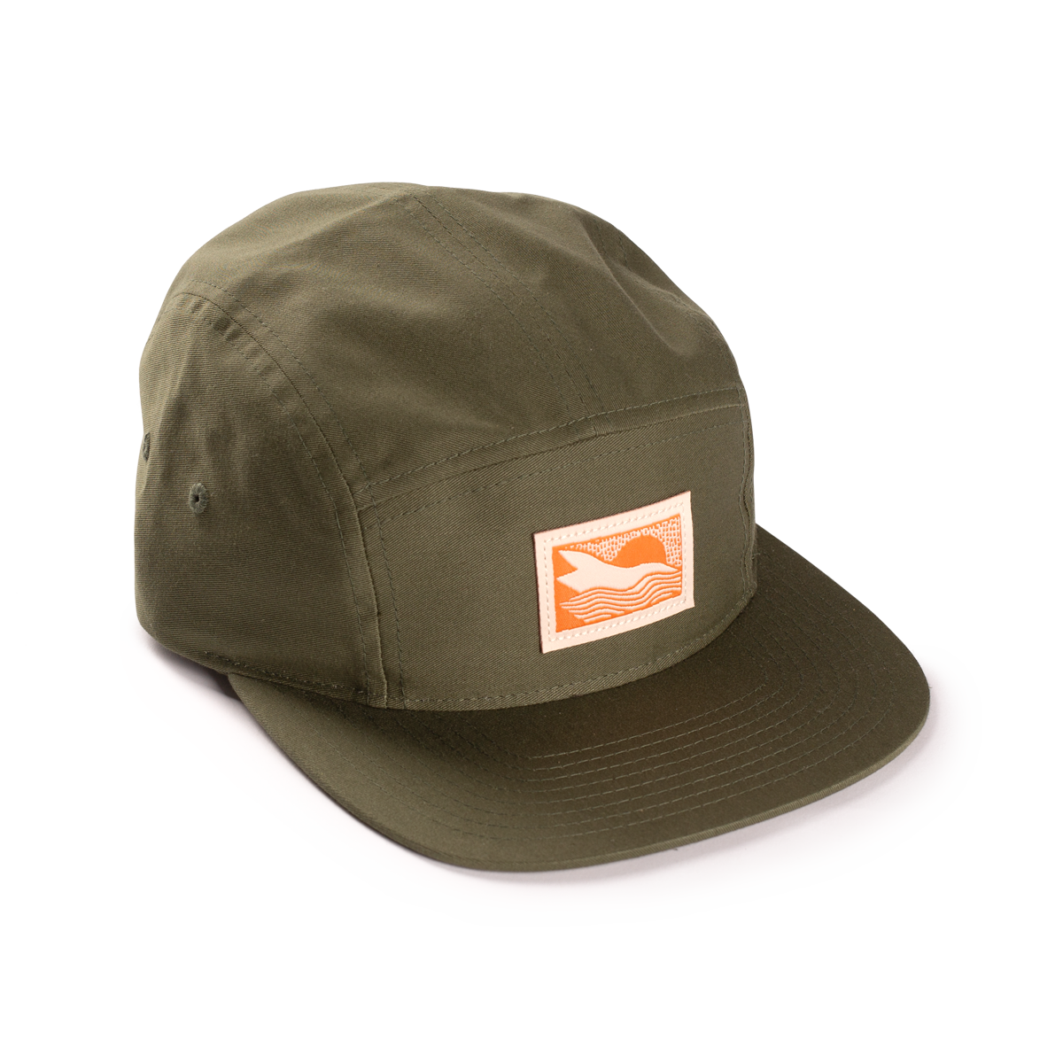 TLE green olive abstract landscape 5 panel hat
