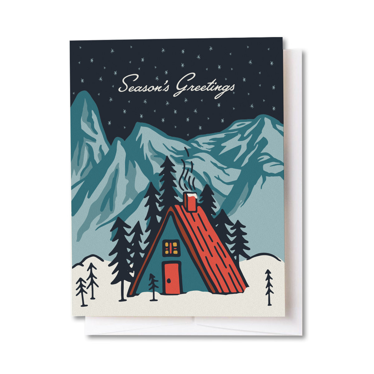 Snowy Cabin Season's Greetings Card