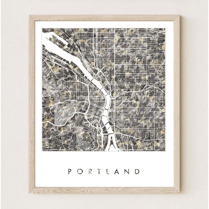 Turn-of-the-Centuries: Portland Painted Map Print - Coal